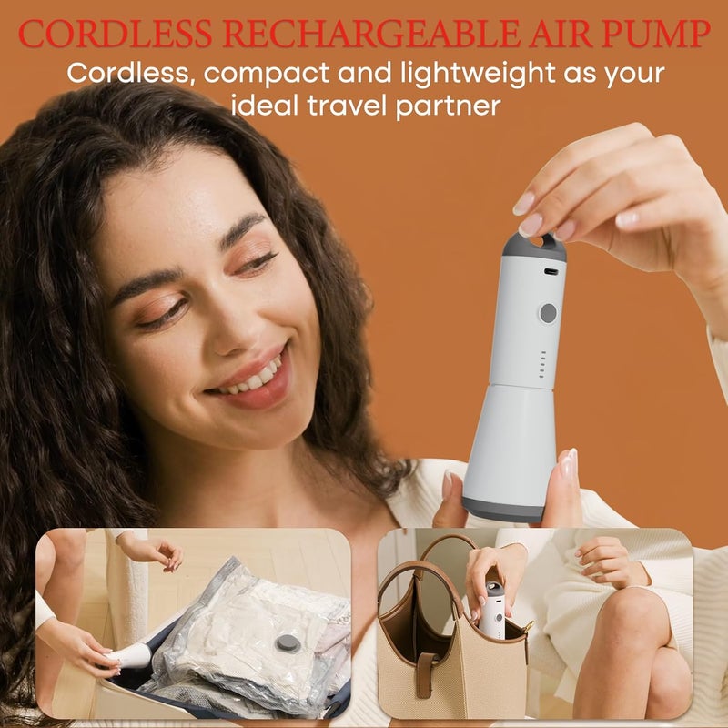 Vacbird Travel Vacuum Storage Bags with Rechargeable Cordless Pump, 12 Pack Vacuum Seal Bags for Clothing(4 Large+4 Medium+4 Small), Compression Packing for Clothes Suitcase Luggage Blanket Pillows - Image 4